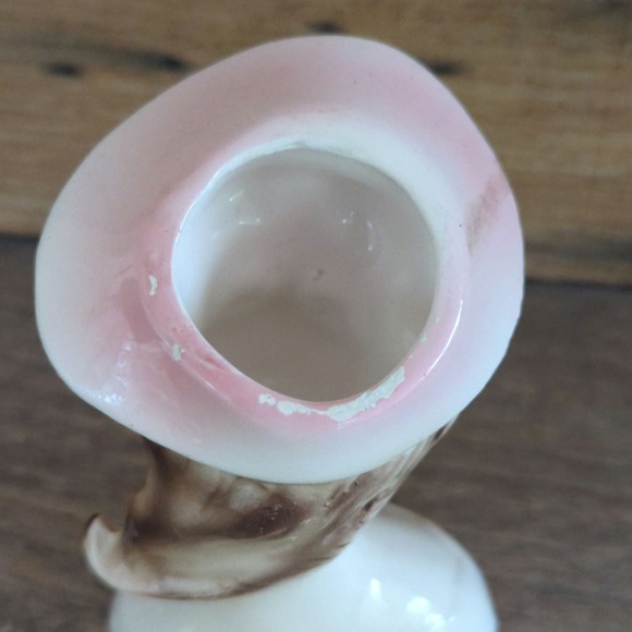 Vintage 3.5" Ceramic Lady Head Vase Once Red Dress Missing Earrings & Necklace - Picture 7 of 11